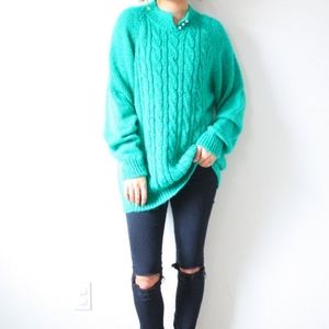 Vintage Teal Cable Knit Sweater